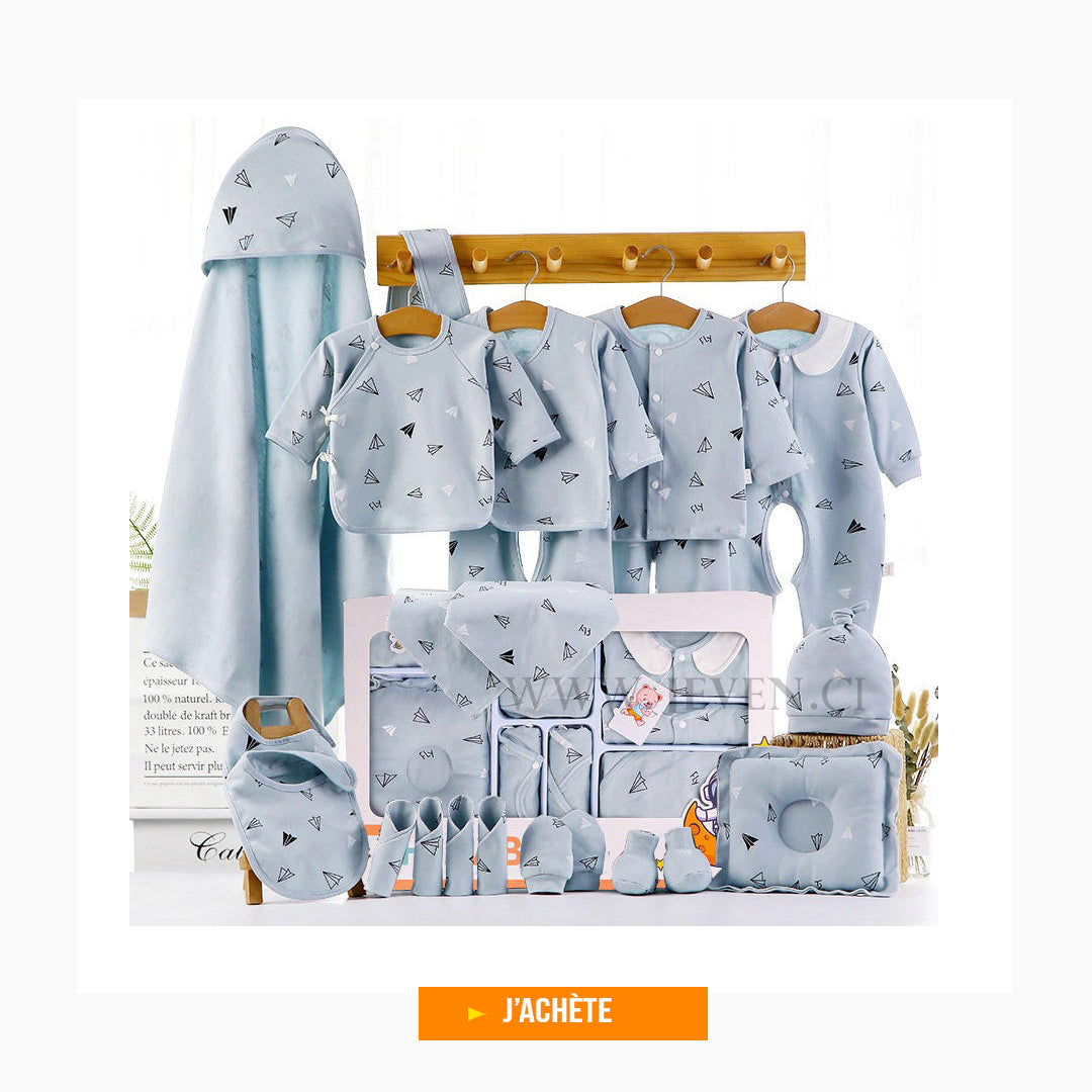 Ensemble de vêtements pour nouveau-né- Kit de 18 pièces- unisexe