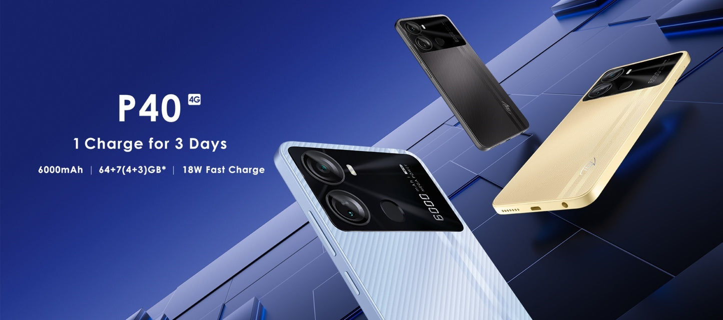 iTel P40 - 4+3Go 64Go- 5MP/13MP- 4G- 6.6" Pouces- 6000Mah- Empreinte digitale