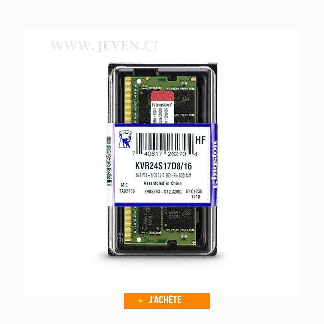 Mémoire Ram Additionnel Kingston- 16Go DDR4- Pour Ordinateur Portable –  Jeven