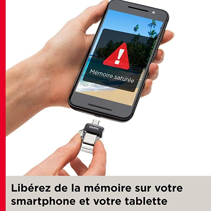 Clé USB SanDisk 32Go- Double connectique micro-USB et USB 3.0- Compatible Android OTG