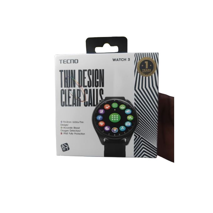 La Tecno Watch 3 - Montre Connectée Sport & Chic – Écran 1,39", Appels Bluetooth, Suivi Santé Complet, Certification IP68, L'Assistant Intelligent Polyvalent pour iOS et Android