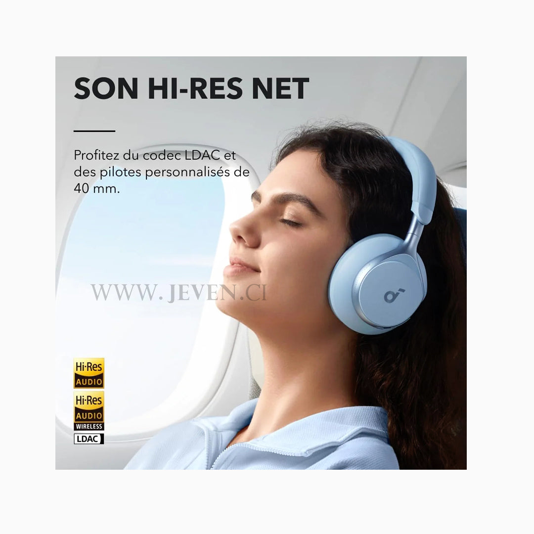 Casque Anker Soundcore Space One – ANC 98 %, Audio Haute Résolution LDAC, 40H d’autonomie, Confort Premium