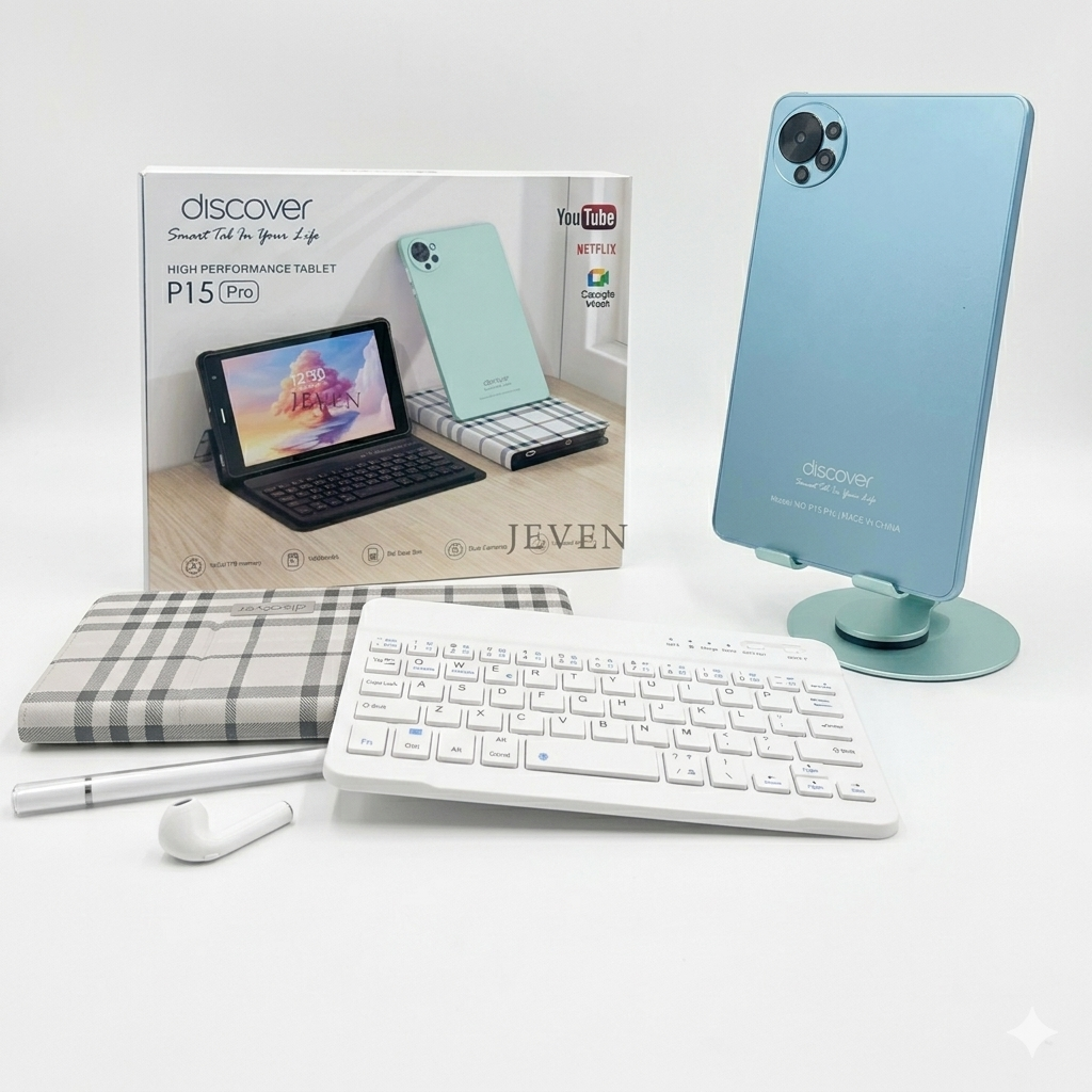 Tablette Éducative Discover P15 Pro – Écran 8", 128 Go Stockage, Clavier et Stylet inclus, Puce SIM,