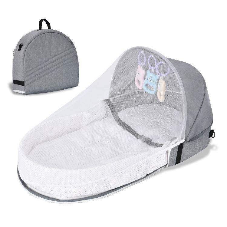 Sac multifonctionnel pour bébé et sa maman, lit avec moustiquaire, portable et pliable.
