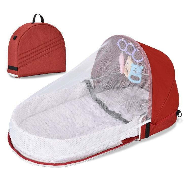 Sac multifonctionnel pour bébé et sa maman, lit avec moustiquaire, portable et pliable.
