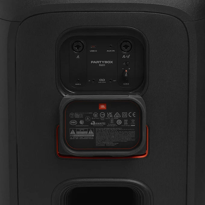 JBL PartyBox 520 – Puissance 400W, Autonomie 15h, Éclairage LED Dynamique, Idéale pour vos Soirées, Événements et Karaoké