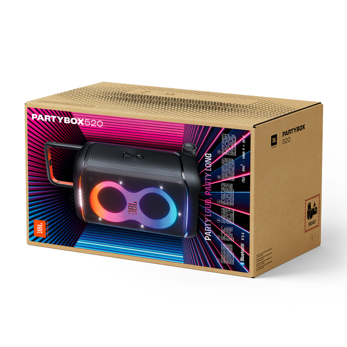 JBL PartyBox 520 – Puissance 400W, Autonomie 15h, Éclairage LED Dynamique, Idéale pour vos Soirées, Événements et Karaoké