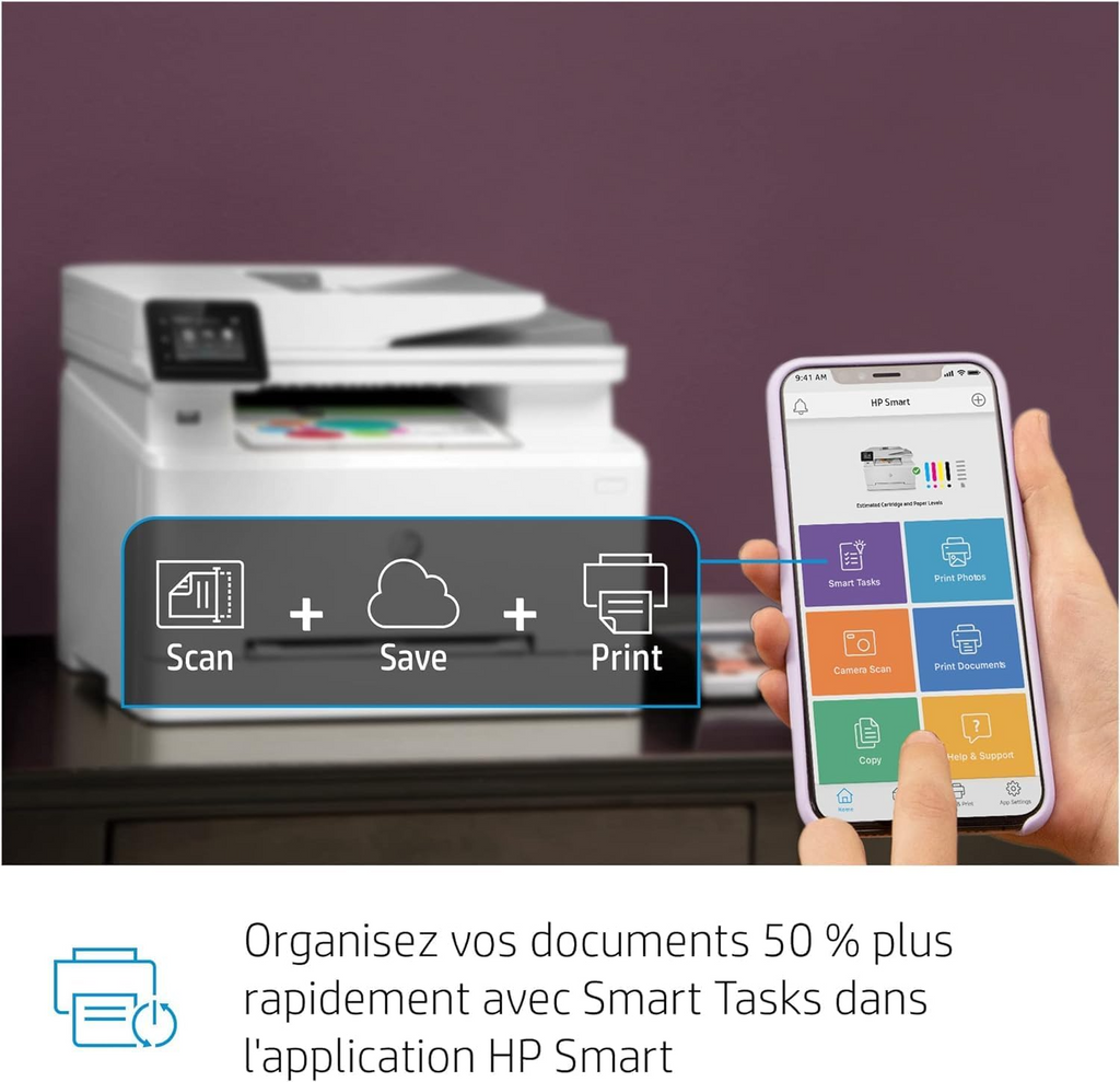Imprimante Laser HP Color LaserJet Pro M283fdw - Impression, copie, numérisation, fax Couleur