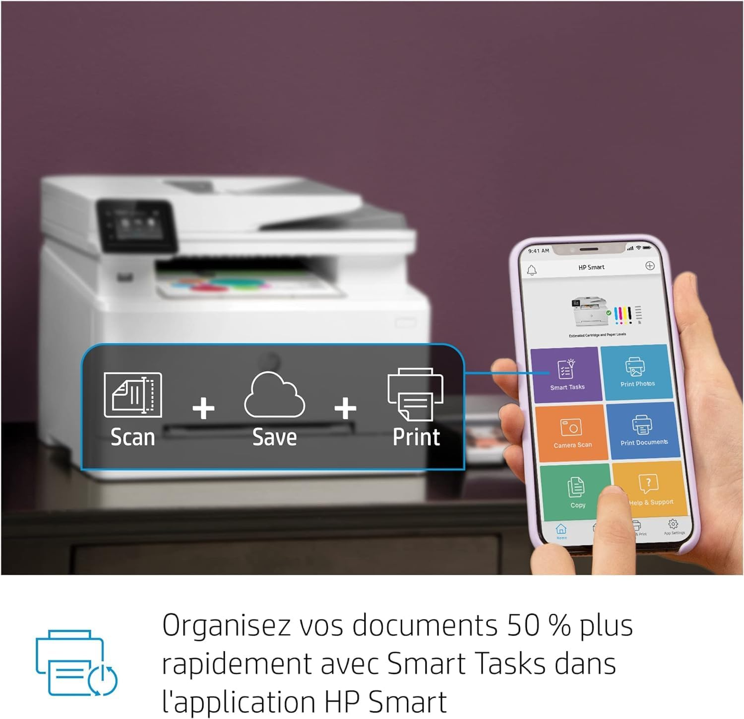 Imprimante Laser HP Color LaserJet Pro M283fdw - Impression, copie, numérisation, fax Couleur