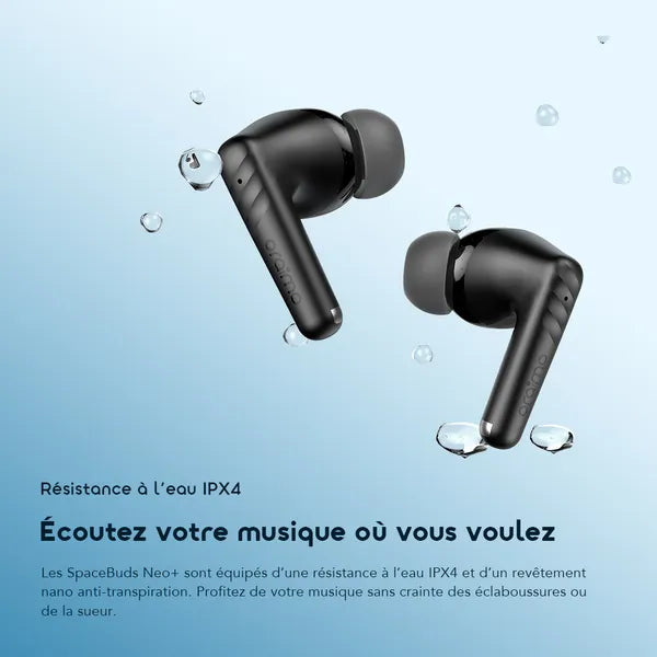 Oraimo SpaceBuds Neo+ – Réduction Active du Bruit (ANC), Bluetooth V5.4, Jusqu'à 30 Heures d'Autonomie, Le Son Immersif Haute Définition en Promo