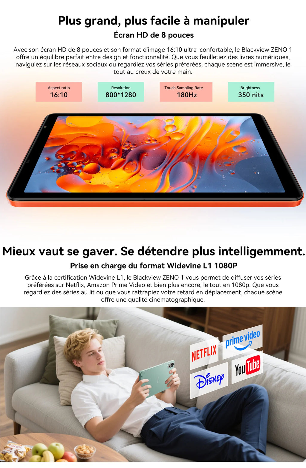 Tablette Blackview Zeno 1 – Écran 8" Fluide 90 Hz, Béquille Intégrée & Support Stylet, Double SIM 4G, 12 Go RAM, Batterie 6000 mAh, Compacité et Polyvalence Nomade en Promo