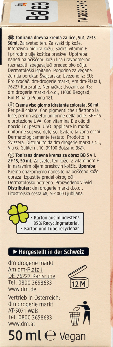 Crème Balea - BB teint clair SPF 15, 50 ml