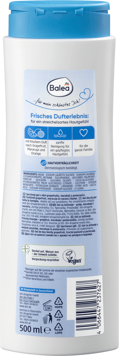 Balea- Gel douche Famille Frische energy 500ml