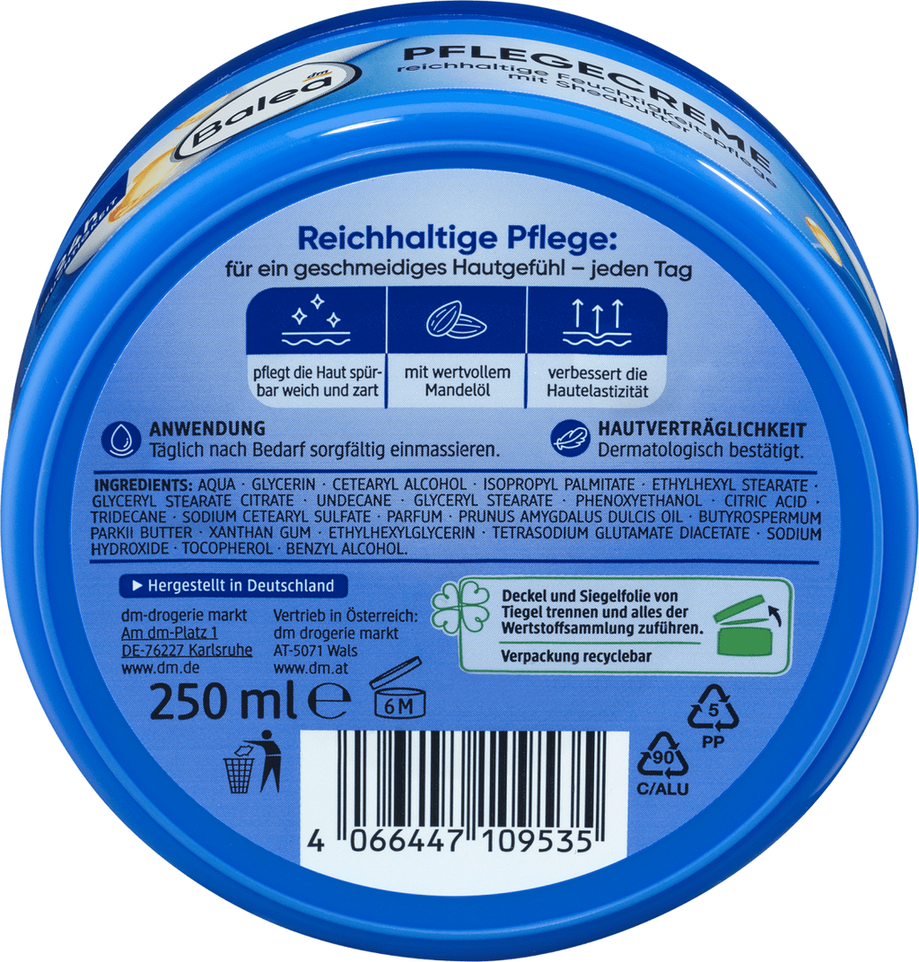 Crème de soin Balea- au beurre de karité- 250 ml- pour le visage et le corps