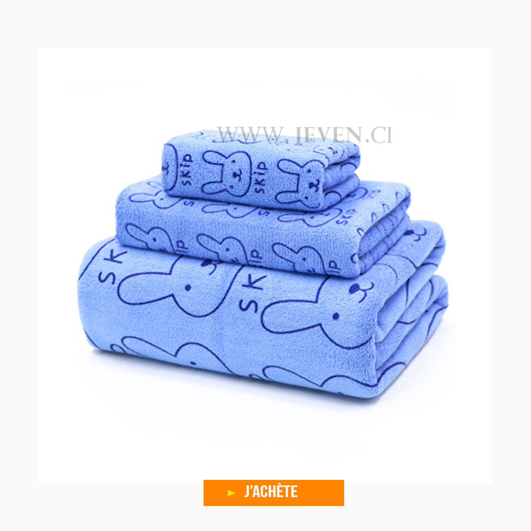 Ensemble de serviettes de bain- 3 pièces microfibre