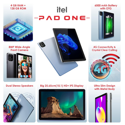 Tablette Itel Pad One - 10.1"- 8MP/5MP - 4G- 4Go 128Go