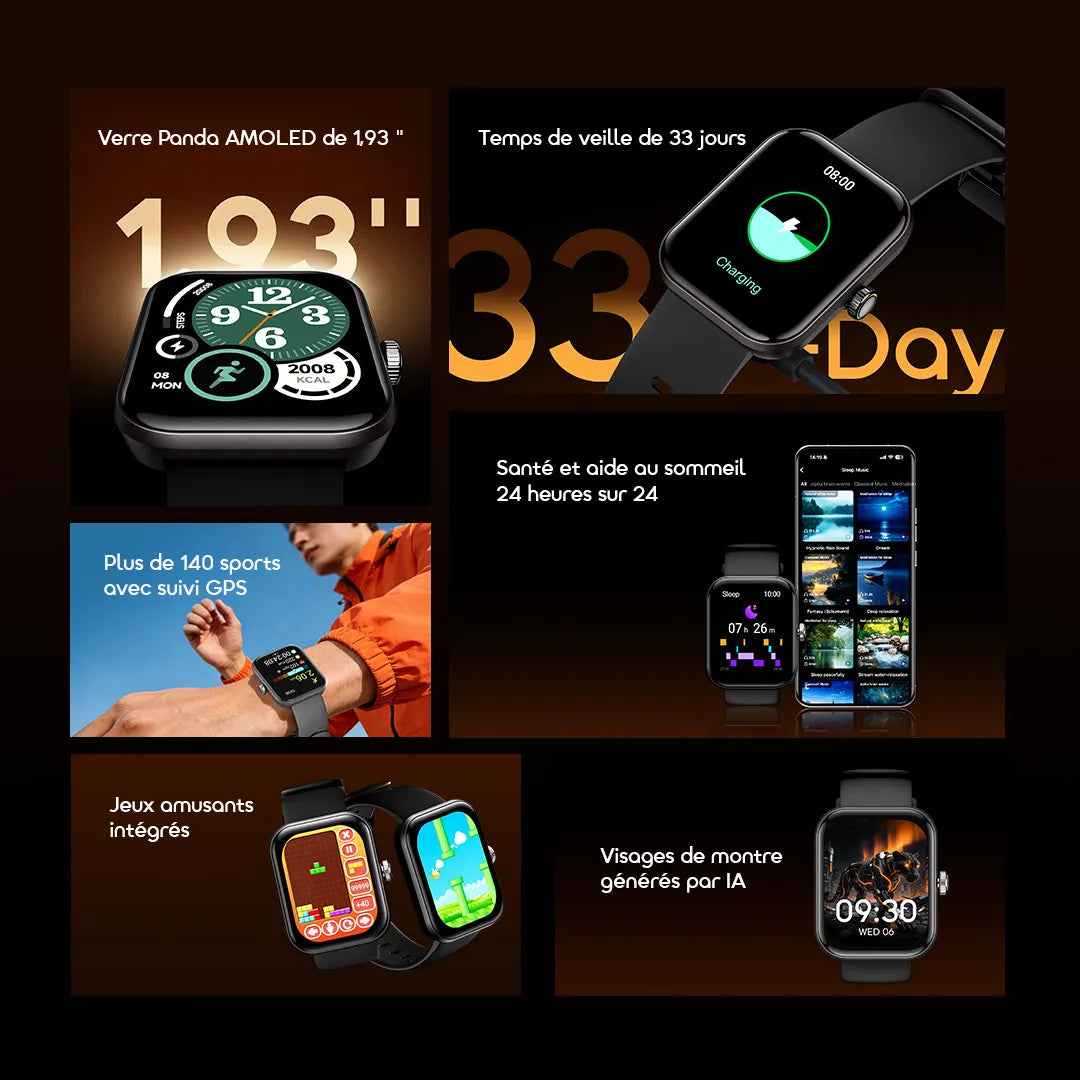Oraimo Watch Nova 2N – Montre Connectée HD, Appels Bluetooth, Suivi Santé & Sport complet, L'Alliance Parfaite du Style et de la Praticité au Quotidien