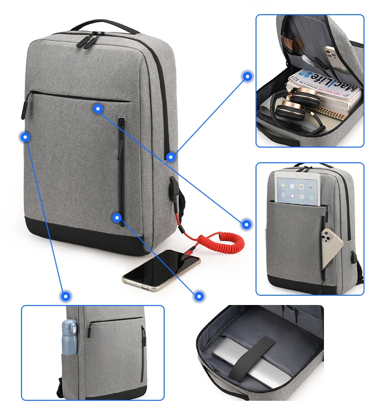 Sacs à dos pour ordinateur portable imperméables et durables, ensemble de trois pièces