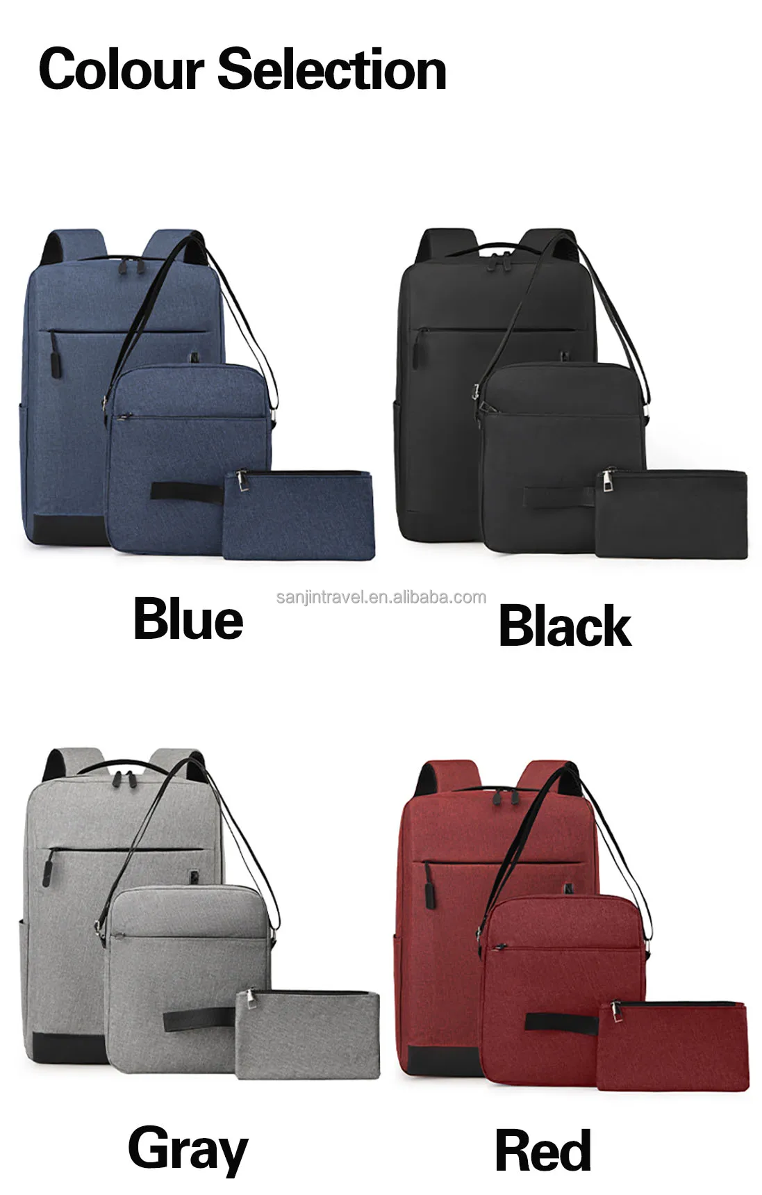 Sacs à dos pour ordinateur portable imperméables et durables, ensemble de trois pièces