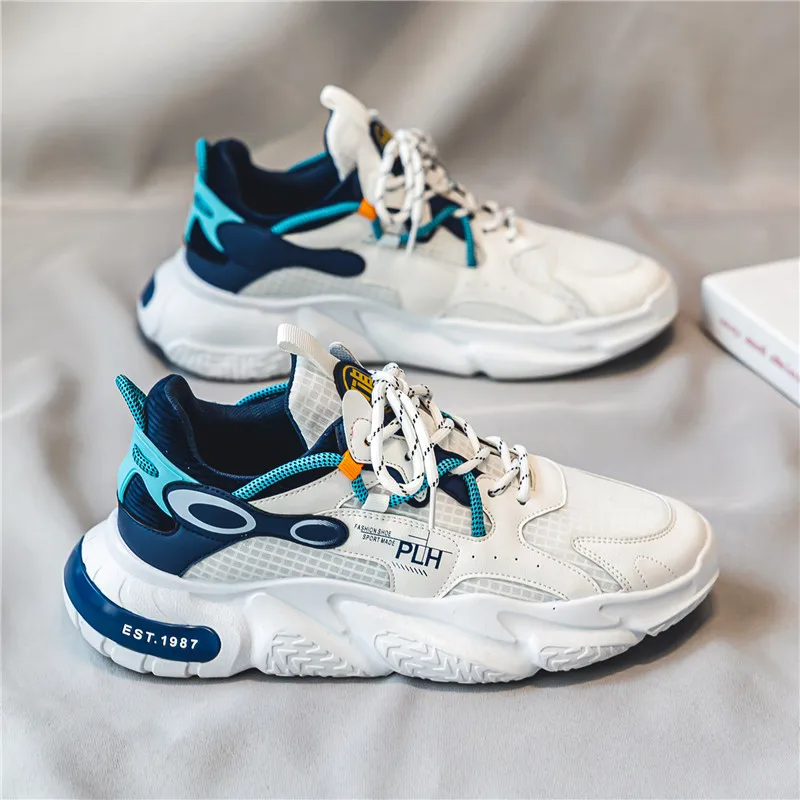 Chaussures de sport en maille pour hommes, baskets montantes et épaisses