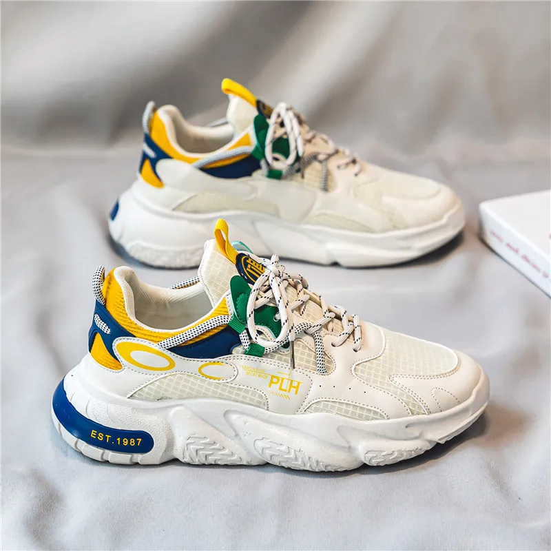 Chaussures de sport en maille pour hommes, baskets montantes et épaisses