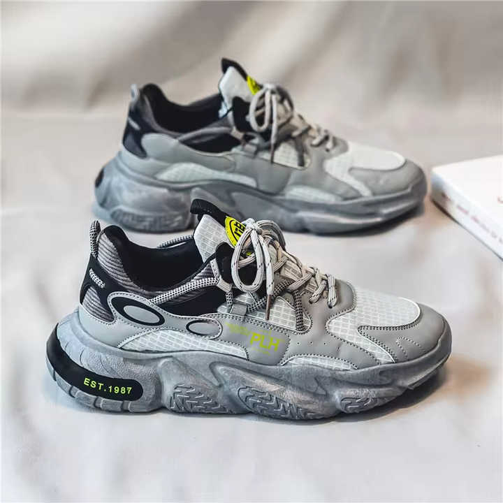 Chaussures de sport en maille pour hommes, baskets montantes et épaisses