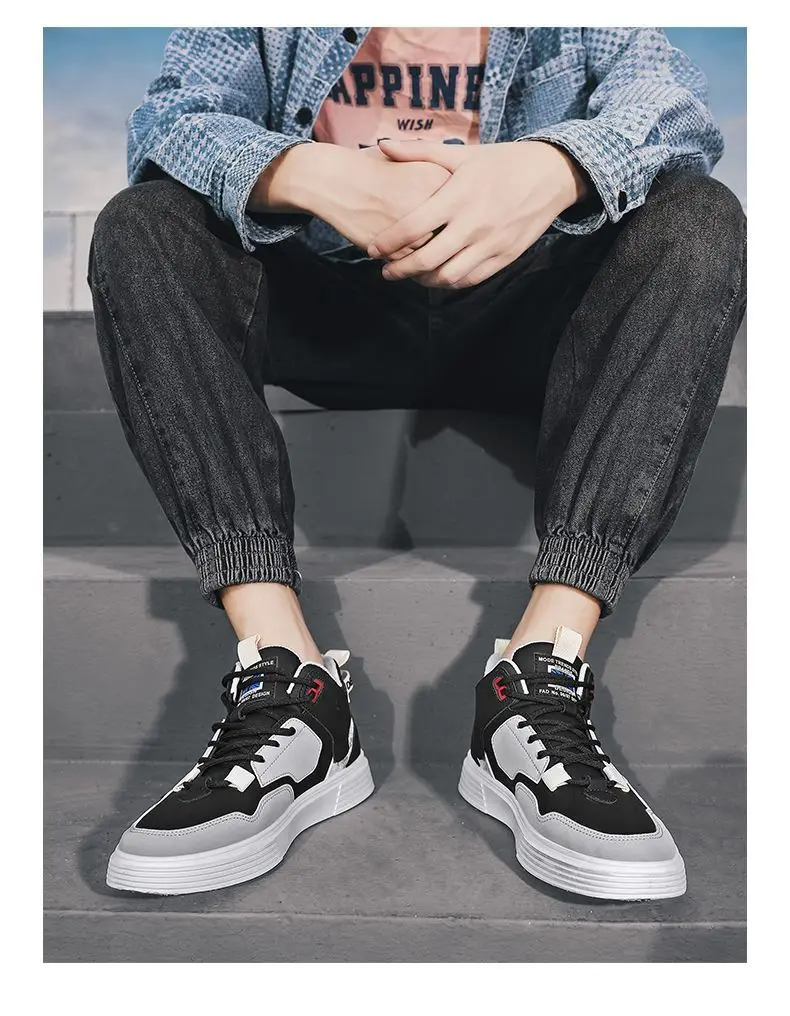 Chaussures montantes pour hommes, tendance, décontractées, à la mode