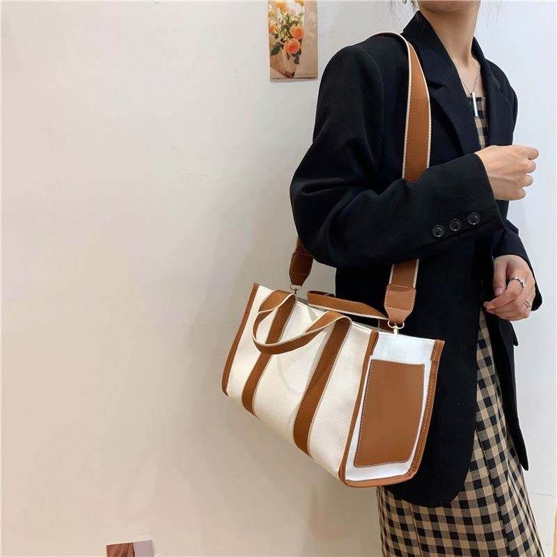 Sac à main en toile à grande capacité pour femme, sac fourre-tout à bandoulière