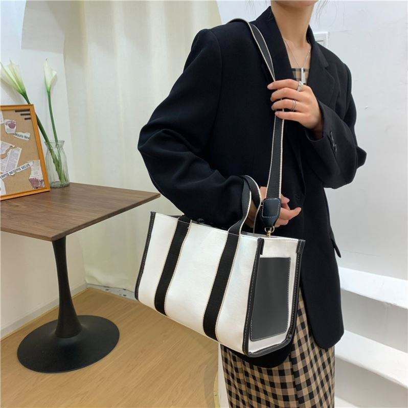 Sac à main en toile à grande capacité pour femme, sac fourre-tout à bandoulière