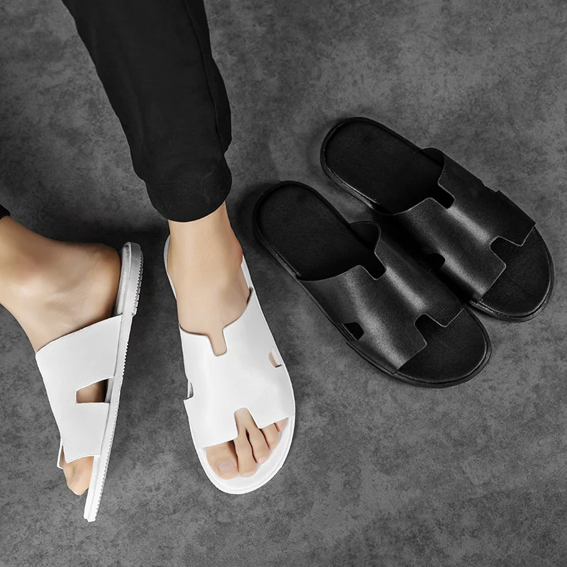 Nouvelles pantoufles d'été élégantes pour hommes en plein air - Sandales plates décontractées confortables et légères, pantoufles de plage d'été