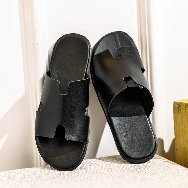 Nouvelles pantoufles d'été élégantes pour hommes en plein air - Sandales plates décontractées confortables et légères, pantoufles de plage d'été