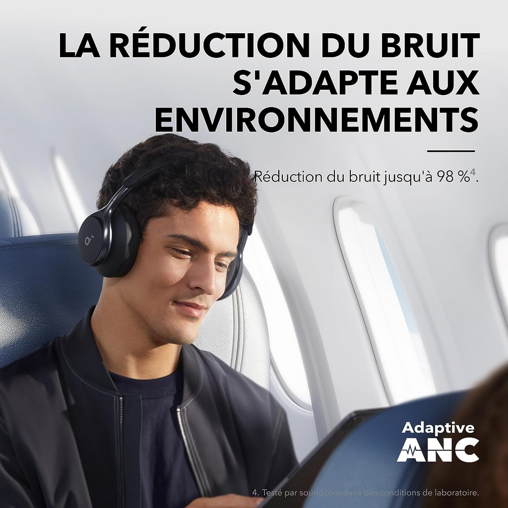 Casque Anker Soundcore Space One – ANC 98 %, Audio Haute Résolution LDAC, 40H d’autonomie, Confort Premium