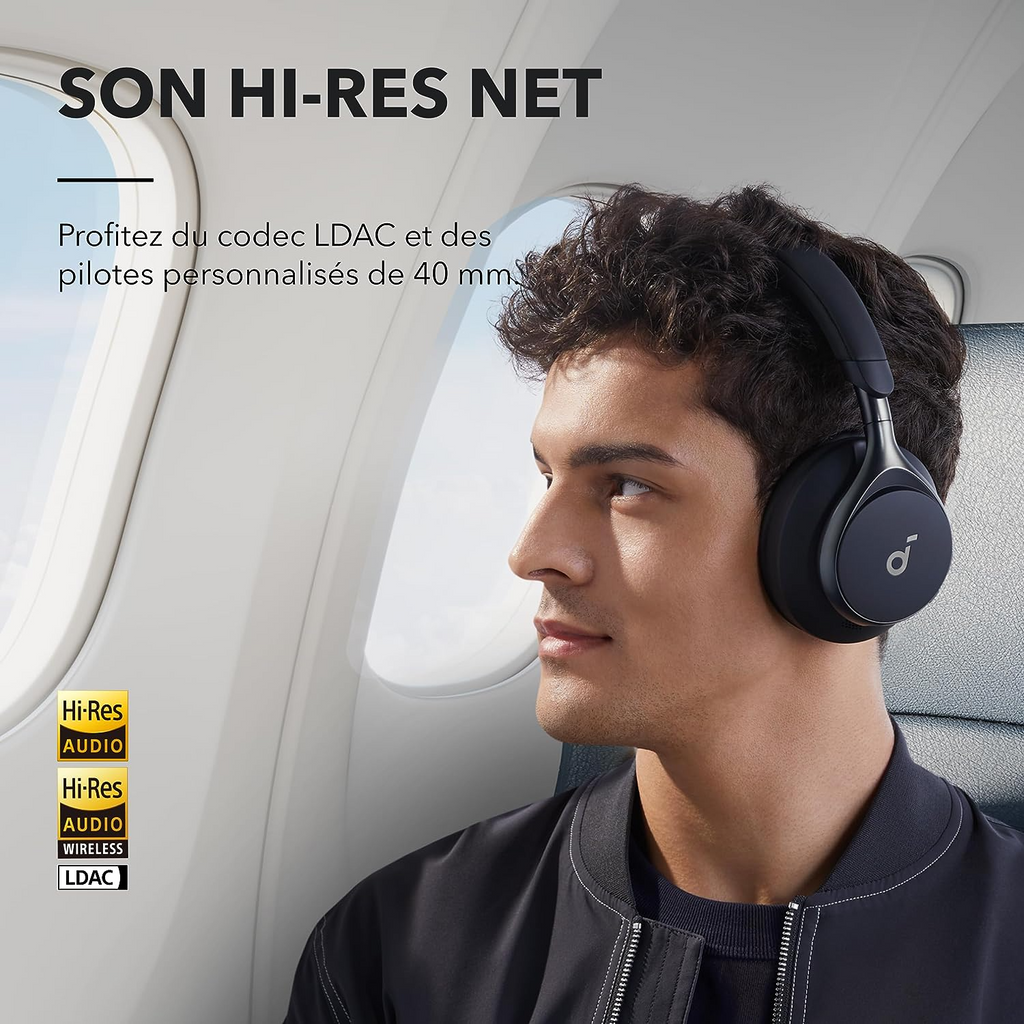Casque Anker Soundcore Space One – ANC 98 %, Audio Haute Résolution LDAC, 40H d’autonomie, Confort Premium