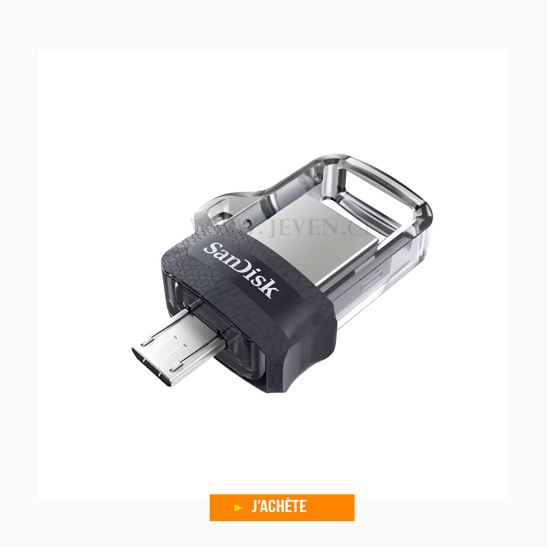 Clé USB SanDisk 32Go- Double connectique micro-USB et USB 3.0- Compatible Android OTG