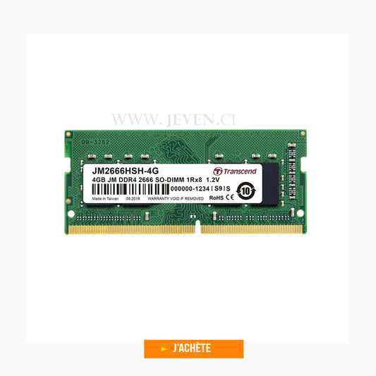 Mémoire Ram Additionnel- 4Go DDR4- Pour Ordinateur Portable