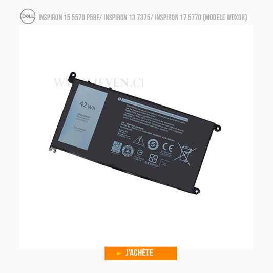 Batterie pour Ordinateur Portable Dell Inspiron 15 5570 P58F/ Inspiron 13 7375/ Inspiron 17 5770 (Modele WDX0R)